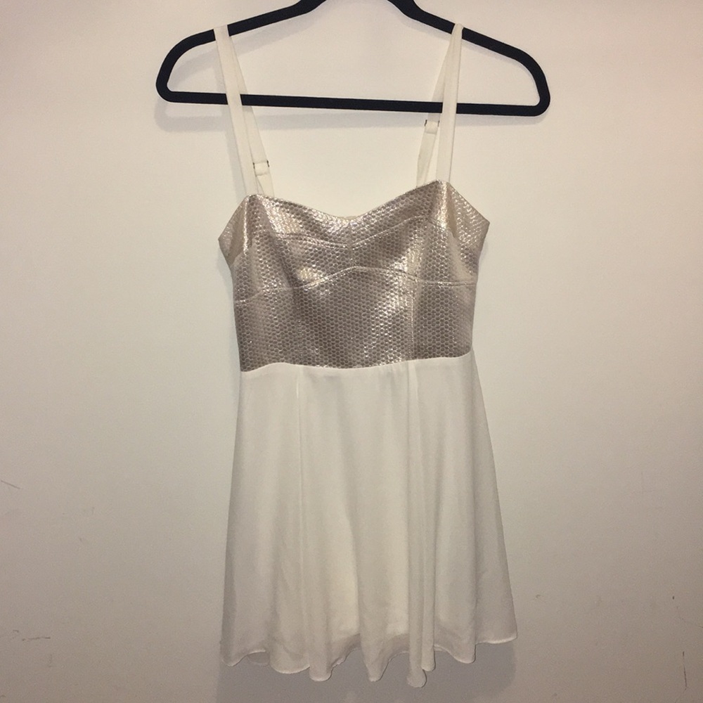Express white shift dress with gold